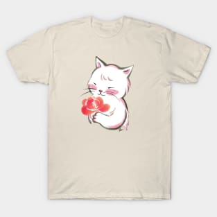 White cat rose T-Shirt